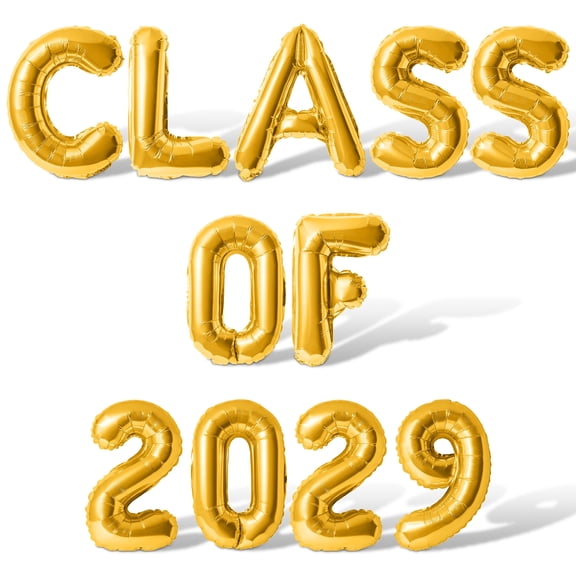 Letter Balloons - CLASS OF 2029 16" Inch Alphabet Letters Foil Mylar Balloon Graduation Party Banner (Gold)
