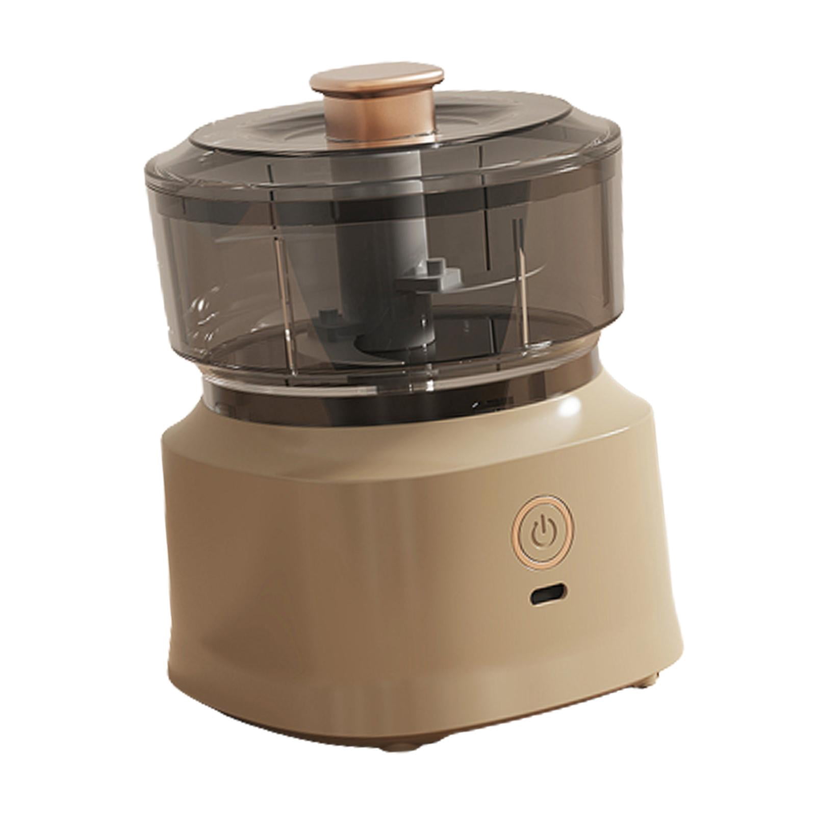 Electric Garlic Chopper Meat Mincer 350ml Detachable Visible Kitchen Gadget Chili Pepper Shredder Mixers for Food Ginger Chili Tomato Spice light coffee color
