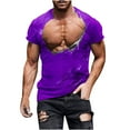 thumbnail image 5 of ZCFZJW 3D Novelty Tops for Men Big and Tall Regular Fit Casual Summer Short Sleeve Fake Muscle Pattern Graphic Tees Shirt Trendy Holiday Vacation T-Shirts Purple L, 5 of 6