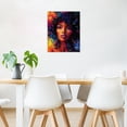 thumbnail image 4 of African American Wall Art Fashion Black Girl with Blue Red Yellow Curly Hair Canvas Wall Art Graffiti Black Women Framed Wall Art for Living Room Bedroom Bathroom Home Decor Ready to Hang,12x12 Inches, 4 of 7