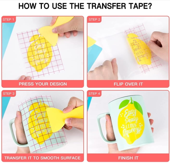 HTVRONT Transfer Tape PET for Adhesive Vinyl for Stickers Decals Doors & Windows 12*13ft-Red Grid