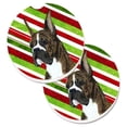 thumbnail image 1 of Boxer Candy Cane Holiday Christmas Set of 2 Cup Holder Car Coaster, 1 of 1