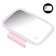 thumbnail image 1 of Parasol para coche, espejo de maquillaje, luces LED envolventes, pantalla táctil Plug and Play con clip trasero retráctil, color rosa, 1 of 12