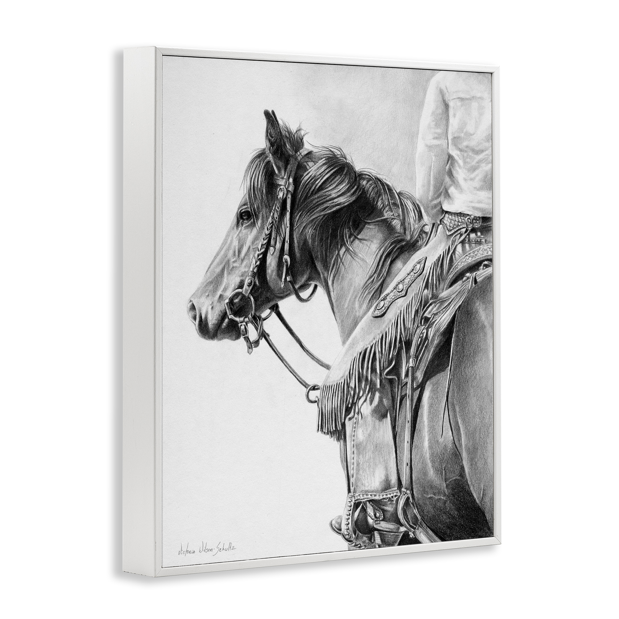 Stupell Industries Detailed Stallion & Cowboy Animals & Insects Drawing White Framed Art Print Wall Art, 16 x 20