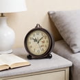 thumbnail image 6 of Vintage Analog Alarm Clock - Small Silent Desk Clock With Night Light, Battery Operated Table Clock for Bedroom Bedside, Living Room Shelf, Office Desk, and Gift Giving, 6*5in, B, 6 of 8