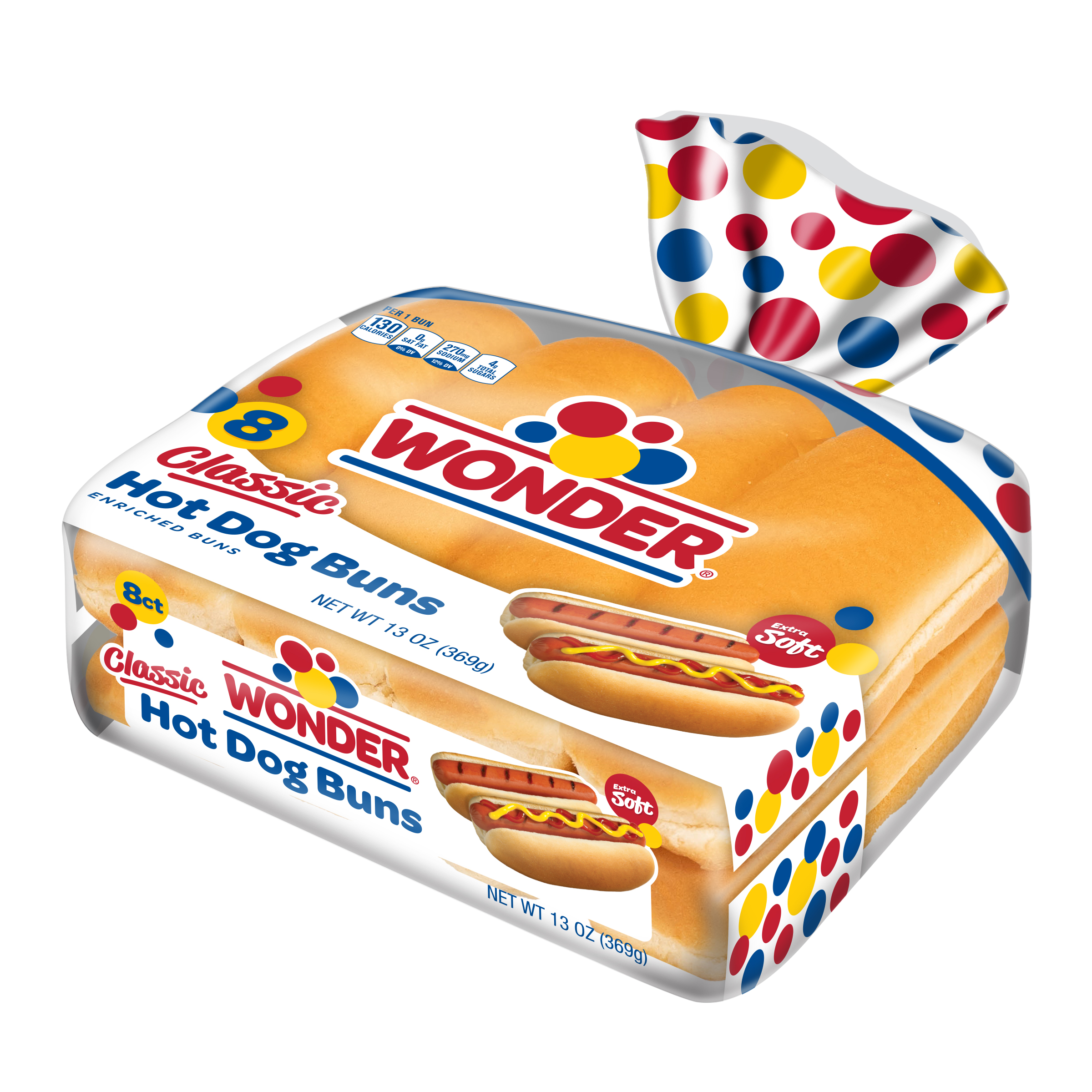 Wonder Bread Classic Hot Dog Buns, White Bread Hot Dog Buns, 8 Count ...