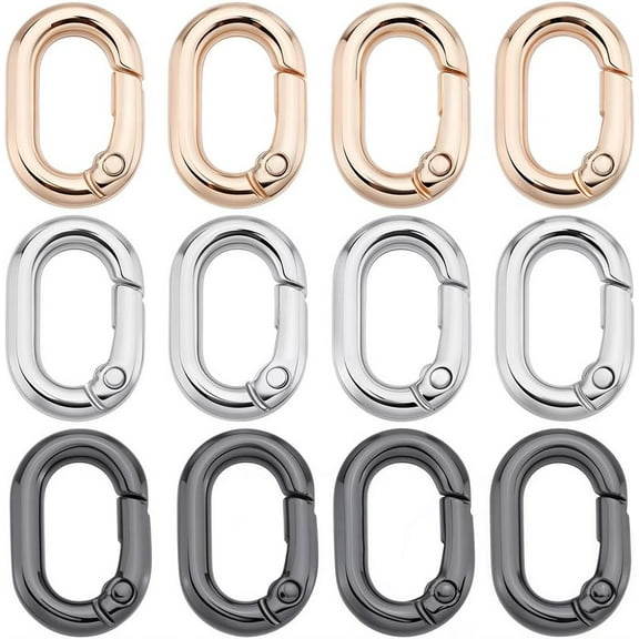 1 Box 30Pcs Alloy Oval Key Ring Spring Gate Rings Metal Gold Silver Black Carabiner Buckle Clip Clasps Purse Trigger Snap Hook Gate Key O Ring for Jewelry Making Keyring Bag Diy Craft Supply colorful