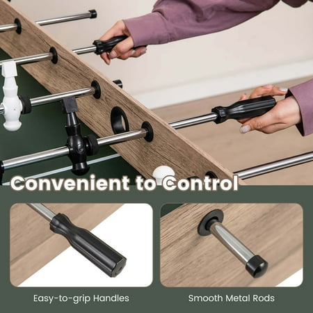 Costway 54" Foosball Table with 2 Balls & 26 Players 2 Bead Style Scorers for Game Rooms - Natural