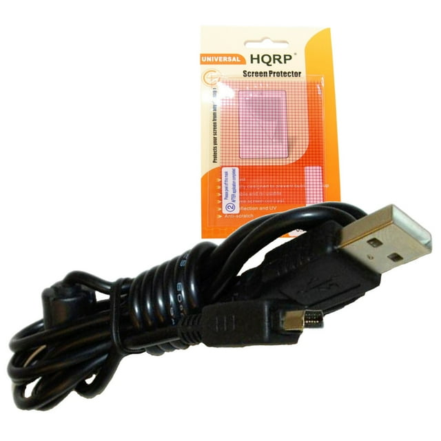 HQRP USB Cable / Cord compatible with Olympus SP-310, SP-320, SP-350, SP-500 UZ, SP-510 UZ, SP-550 UZ, SP-800 UZ Digital Camera plus HQRP LCD Screen Protector