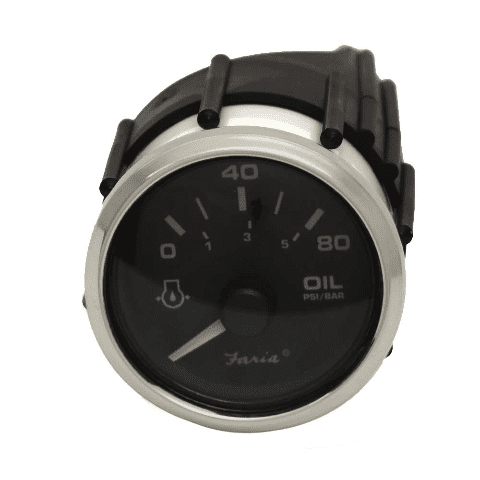 Faria Boat Marine Oil Pressure Gauge GBC040A | 2 Inch Silver Black