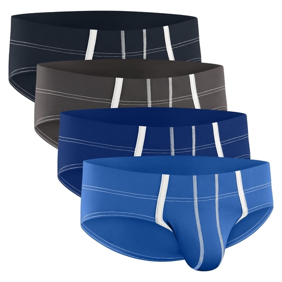 Calzoncillos Deportivos Real Men de Nylon con Bolsa para Hernia 3XL Paquete de 4 Azul/Gris/Azul Oscuro/Gris Oscuro