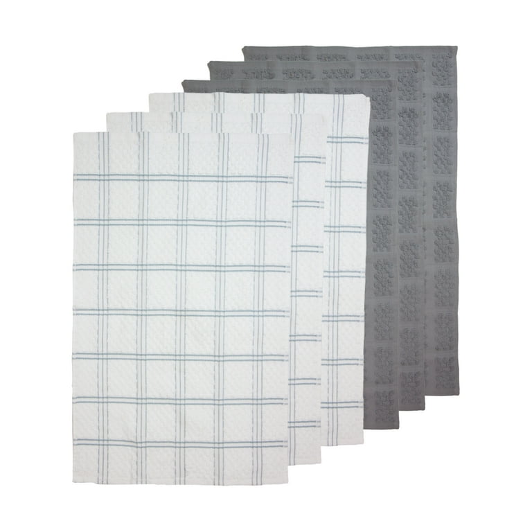 4 Pack of Kitchen Towels - Windowpane Stripes - Soft Cotton 15x25 Dish  Towel Set
