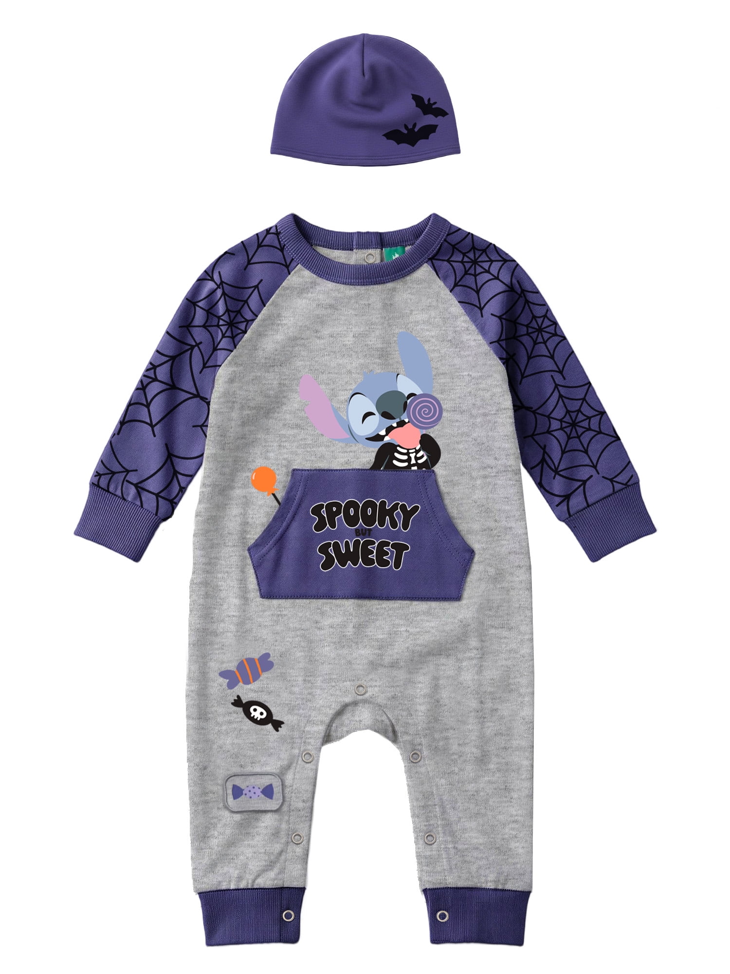 Stitch Baby Boy Long Sleeve Coverall & Hat, Sizes 0-24 Months