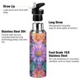 thumbnail image 3 of Yayeee 20oz Double Wall Stainless Steel Water Bottle with Flip Straw, Light Purple Flowers, 3 of 7