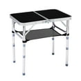 thumbnail image 3 of GZXS 2FT Black Folding Camping Table with Mesh Storage Shelf, Portable Aluminum Picnic Table with 3 Adjustable Heights, Lightweight Foldable Side Table with Carry Handle for Outdoor BBQ/Beach/Hiking, 3 of 10