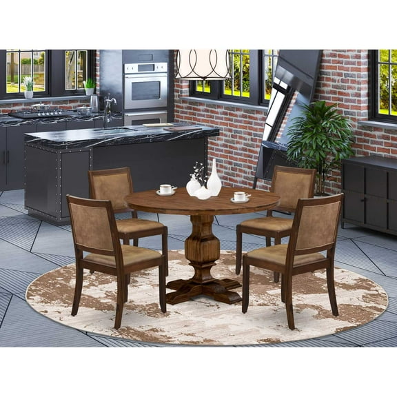 East West Furniture Irving 5 Piece A Kitchen Table Set in Walnut Finish