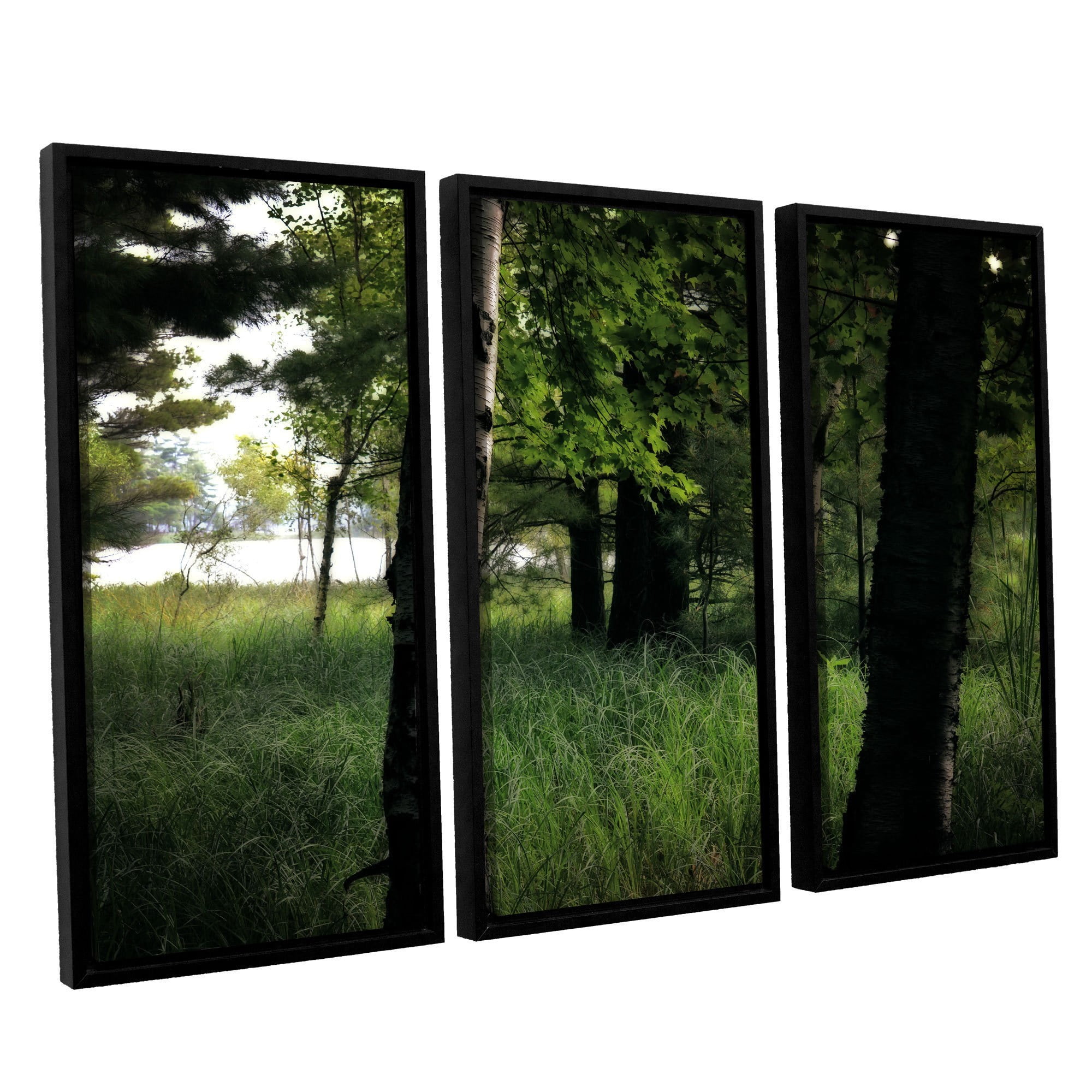 ArtWall Kevin Calkins "Birch and Pines" 3-Piece Floater Framed Canvas Set