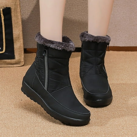 

YOUSNH Women s Autumn and Winter Cotton Non Slip Warm Snow Boots Anti Splash Leisure Short Boots Shoes Woman 2024 Trend Black 6.5