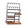 thumbnail image 2 of Organizador de joyas con base de madera, soporte para colgar collares y pendientes. Negro, 2 of 9