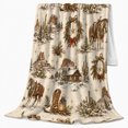 thumbnail image 2 of Western Ranch Horse Cabin Holiday Wreaths, Festive Holiday Scene, Warm Flannel Blanket for Ranch House and Living Room, Horse Lovers Housewarming Gift, Rustic Home Decor, 2 of 9