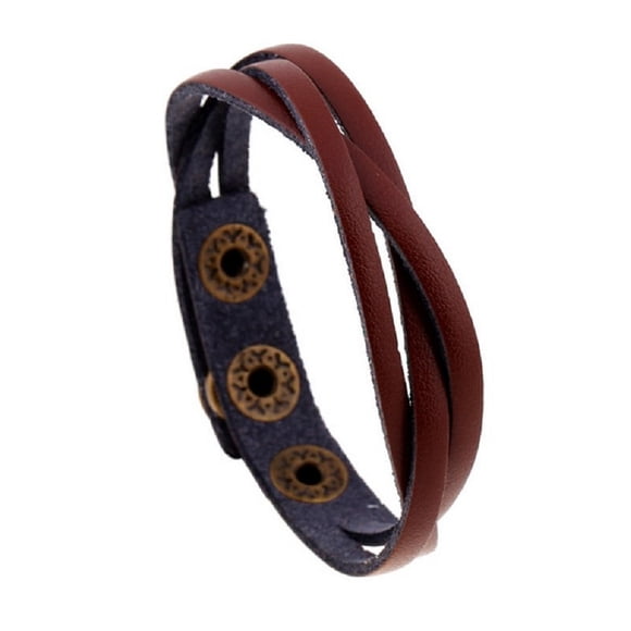 EGNMCR Bangles New Leather Wrap Wristband Cuff Punk Men Women Bracelet Bangle Bracelets