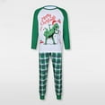 thumbnail image 1 of Ensemble de Pyjama Familial 2 Pcs Col Ras du Cou Imprimé Dinosaure Tenue Quotidienne (Vert P Papa), 1 of 9
