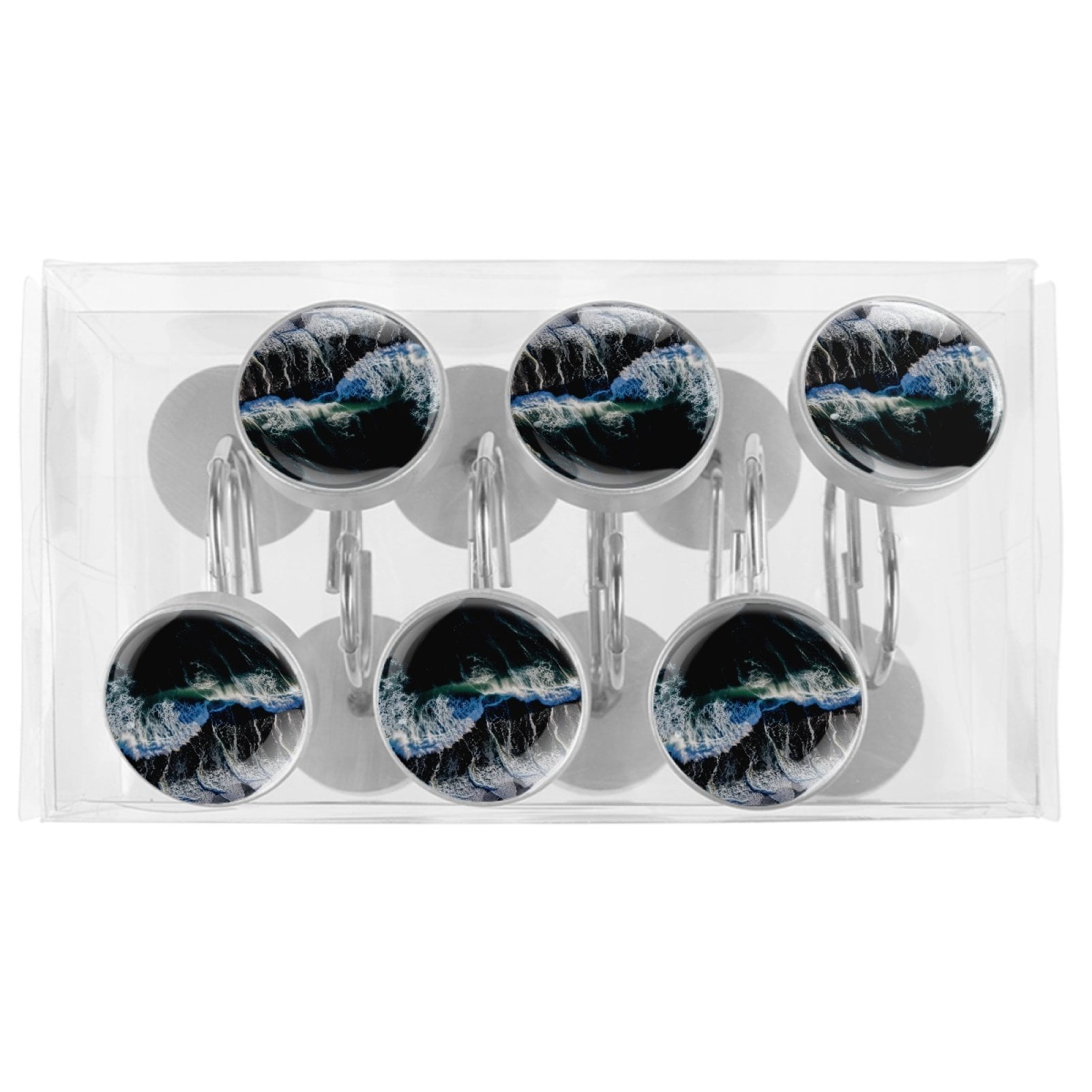 HemaKayy 12 Pcs Decorative Shower Curtain Hooks - Stainless Steel Rings for Bathroom Décor - Easy Glide & Secure Hold - Perfect Decoration for Bathroom Shower Rods - Sea Ocean Seaside