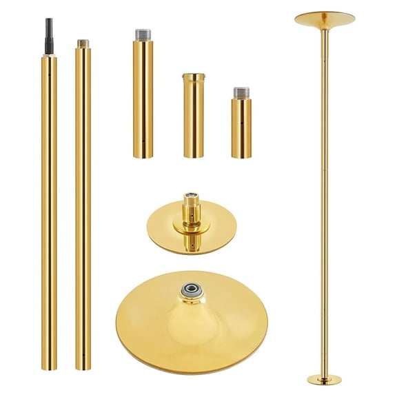 BOBOKY Professional Dance Pole Spinning Static Dancing Pole Portable Removable 45mm Dance Pole Kit for Exercise Club Party Pub Home w/Tools, Silver/Gold
