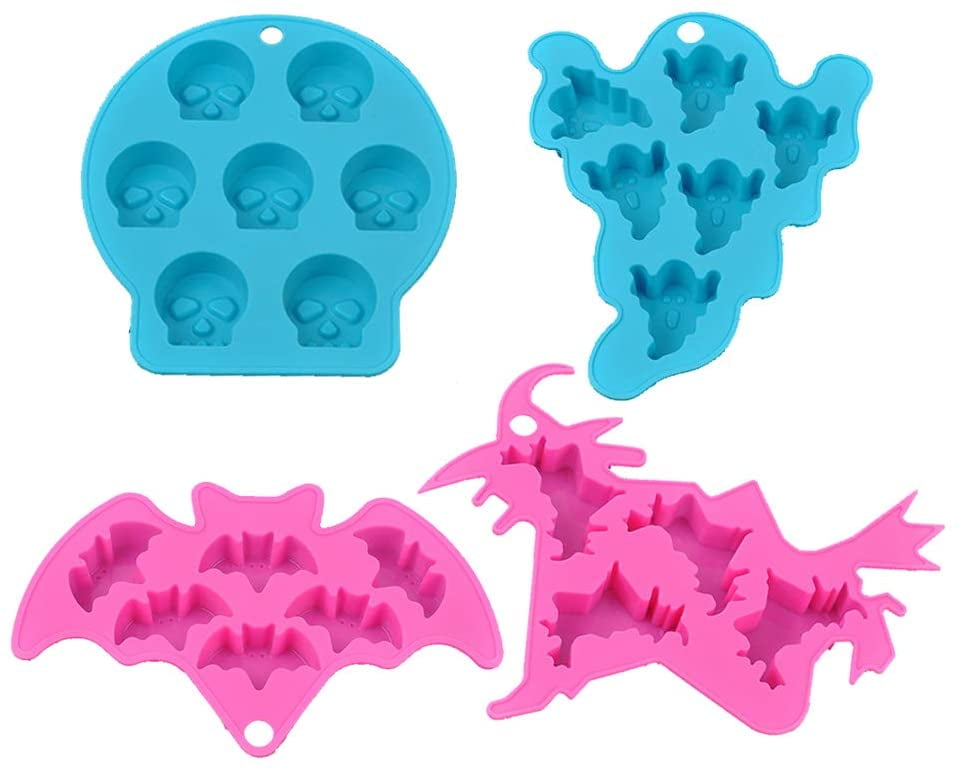 Silicone Ice Cube Trays Spiders and Webs Skulls and CrossBones Skulls fnt 