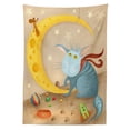thumbnail image 3 of Ambesonne Funny Tablecloth Rectangular Table Cover, Cat Mouse Crescent Moon, 60"x84", Multicolor, 3 of 4