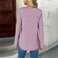thumbnail image 5 of Women's Striped T-Shirts Trendy V-Neck Shirt Long Sleeve Button Tees Casual Fashion Shirts Classic Fit Pullover Tops (XL, Pink), 5 of 6