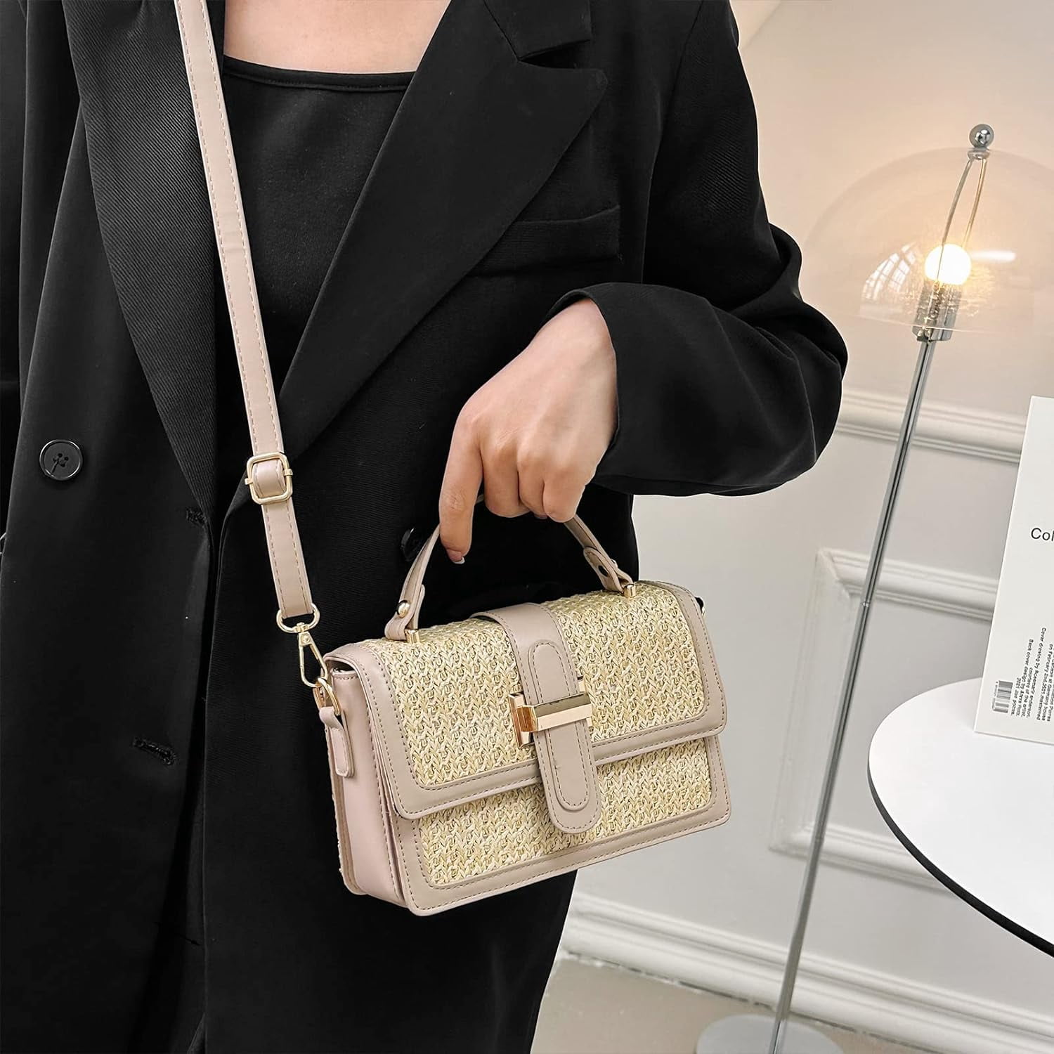 Kukuzhu Straw Crossbody Bags for Women, Summer Straw Purses and Handbags Shoulder Clutch Bag for Vacation