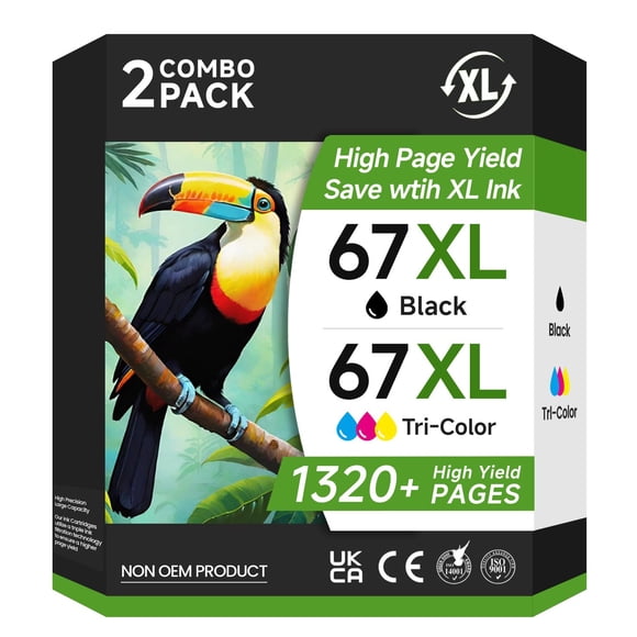Paquete combinado de cartuchos de tinta Onorigi 67XL negro/color (paquete de 2)