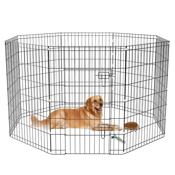 ZephyPaws 36" H Foldable Dog Playpen with Lockable Door for Medium to Large Dogs,Playpen Pet Fence for Yard  Inside,8 Panels Puppy Playpen