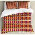thumbnail image 1 of Geometric Duvet Cover Set Queen Size, Abstract Rhombus and Triangles Colorful Geometric Illustration Grid Style Mosaic, 3 Piece Bedding Set with 2 Pillow Shams, Multicolor, by Ambesonne, 1 of 3