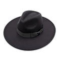thumbnail image 3 of Sombrero Fedora de ala ancha para hombre y mujer, sombrero de fieltro con cinta, estilo Retro, Trilby, clásico, color negro, para invierno y otoño, 9,5 cm, 3 of 4