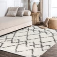 thumbnail image 3 of JONATHAN Y MERCER SHAG 8 x 10 Area Rug, Mercer Plush Tassel Moroccan Geometric Trellis - Ivory/Gray, MCR102B-8, 3 of 3