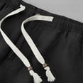 thumbnail image 4 of Men's Summer Cotton Linen Shorts Vintage Loose Fit Drawstring Short Mens Casual Solid Elastic Waist Lightweight Breathable Short Pant, 4 of 8