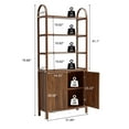 thumbnail image 4 of 71" Tall Fluted Bookcase with Adjustable Shelves and Doors Storage, 4 Tier Wooden Bookcases, Brown, 4 of 8