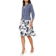 thumbnail image 4 of Conjunto de vestido y chaqueta de 2 piezas INSPIRE CHIC para mujer, vestido sin mangas de gasa con flores y chaqueta de panel contrastante, conjunto en púrpura y blanco, talla S, 4 of 6