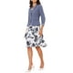thumbnail image 4 of Conjunto de vestido y chaqueta de 2 piezas INSPIRE CHIC para mujer, vestido sin mangas de gasa con flores y conjunto de chaqueta de panel de contraste, talla XL, púrpura y blanco, 4 of 6