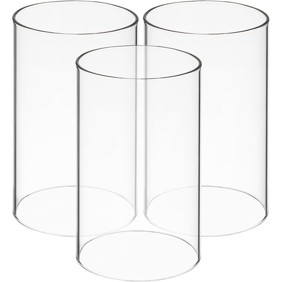 Hemobllo Hurricane Candle Holder - 3 Pcs Glass Open Ended Cylinder Candleholder Clear Hurricane Candleholders, 2x4 Inch