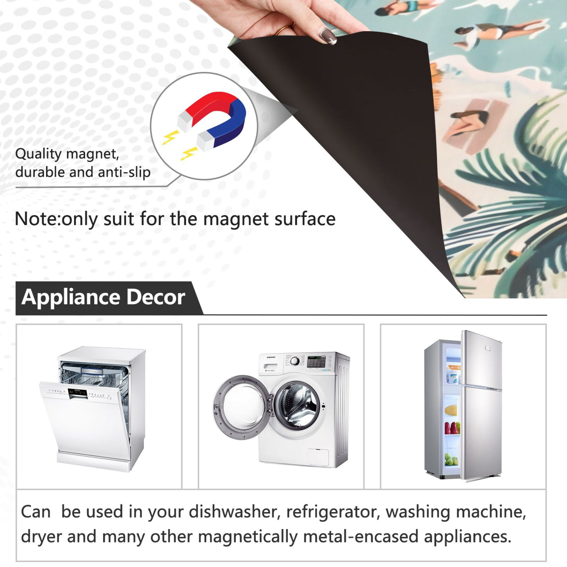 Dishwasher Magnetic Sticker 23x26 Inch Refrigerator Magnetic Sticker Washing Machine Magnetic Sticker Kitchen Panel Magnetic Sticker Home Decor Beach Swimming