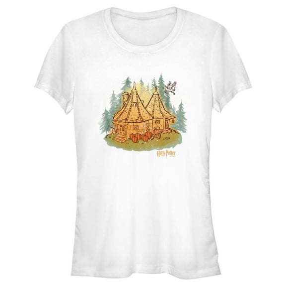 Junior's Harry Potter Hagrid's Hut Fall  Graphic Tee White X Large