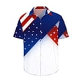 thumbnail image 4 of American Flag Shirts for Men Patriotic Shirt Mens Red White and Blue Shirt Mens Fourth of July Shirt Memorial Day Shirts Men Printed Hort Sleeve Turndown Collar Blouse, 4 of 5