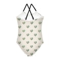 thumbnail image 2 of Girls' One-piece Swimsuit Cross Back Bathing Suit Beach Surfing Sizes 3T-10T Emerald Green Hearts Pattern, 2 of 9