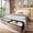 Natural, variant on Laisnet Full Size Bed Frame with 2 Storage Drawers, Linen Upholstered Metal Platform Bed with Charging Station, 5-Tier Bookcase Headboard with LED Lights, Black
