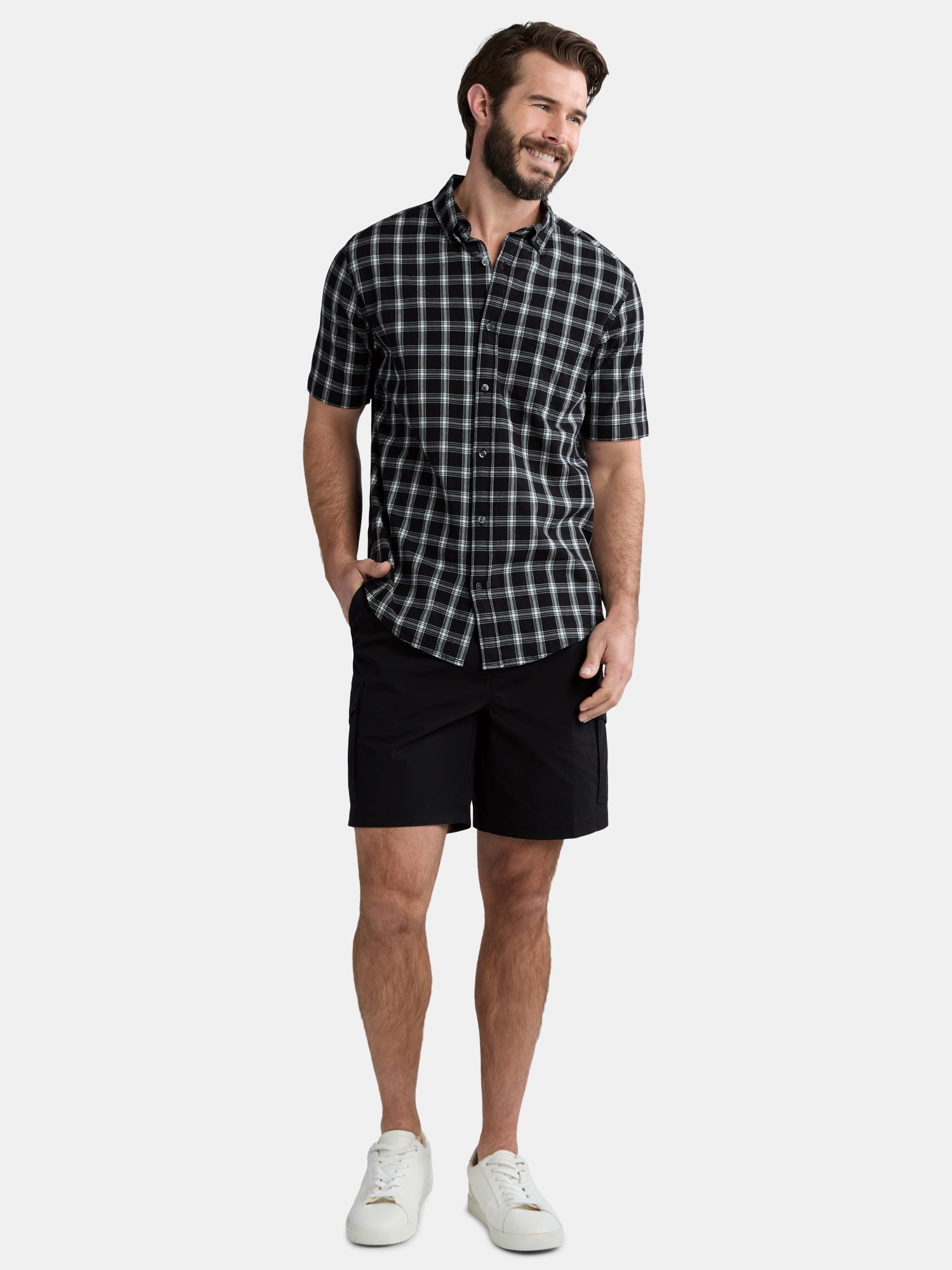 George Men's & Big Men's Classic Fit Short Sleeve Button-Up Poplin Shirt, Sizes S-3XL
