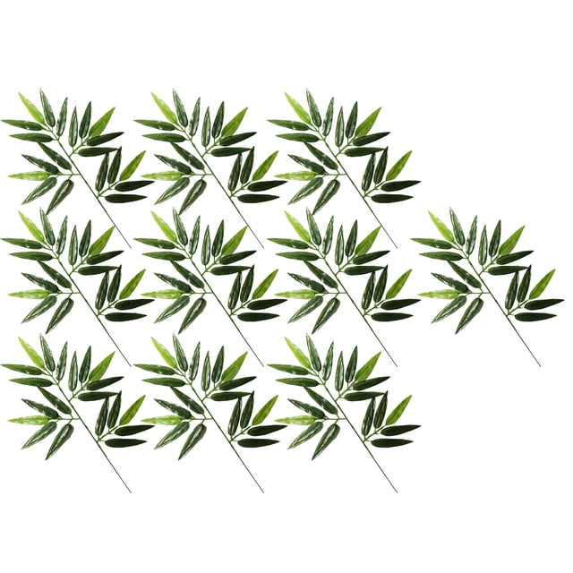 Juego de 10 hojas de bambú artificiales de aspecto realista, plantas verdes de simulación de plástico refrescante para decoración del hogar.