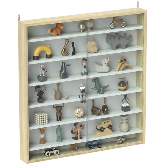 HOMCOM 7-Storey Wall Shelf Display Cabinet, Shot Glass Display Case